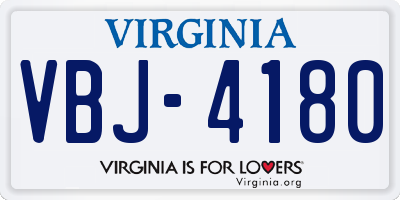 VA license plate VBJ4180