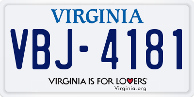 VA license plate VBJ4181