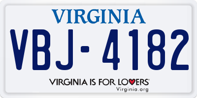 VA license plate VBJ4182