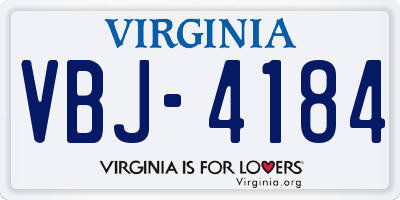 VA license plate VBJ4184