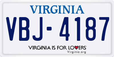 VA license plate VBJ4187