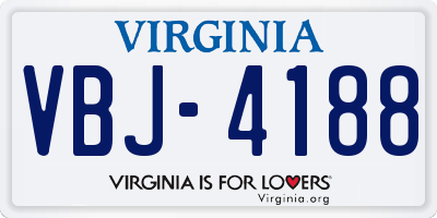 VA license plate VBJ4188