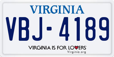 VA license plate VBJ4189