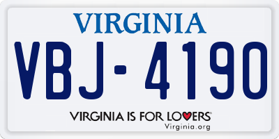 VA license plate VBJ4190