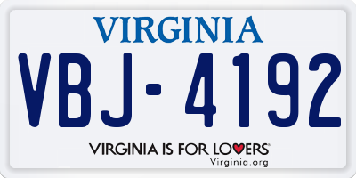 VA license plate VBJ4192