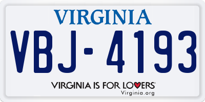 VA license plate VBJ4193