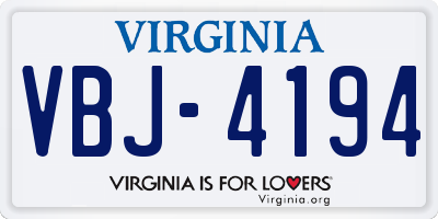 VA license plate VBJ4194