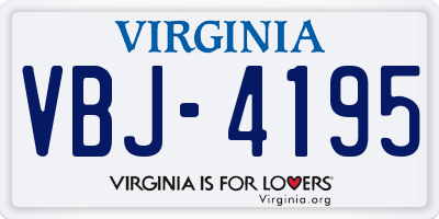 VA license plate VBJ4195