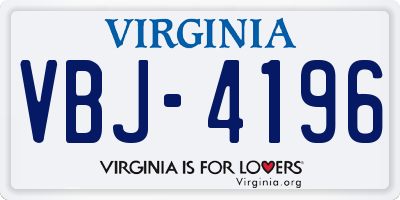 VA license plate VBJ4196