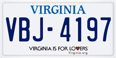 VA license plate VBJ4197