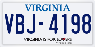 VA license plate VBJ4198