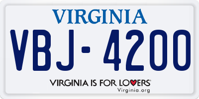 VA license plate VBJ4200