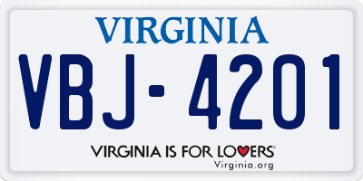 VA license plate VBJ4201