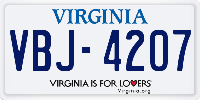 VA license plate VBJ4207