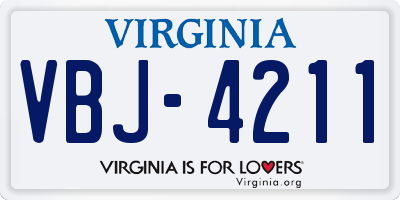 VA license plate VBJ4211