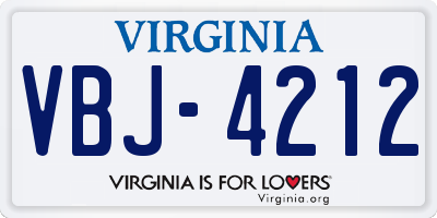 VA license plate VBJ4212