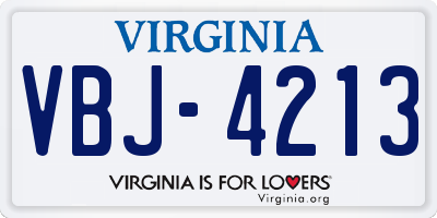 VA license plate VBJ4213