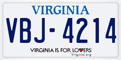 VA license plate VBJ4214