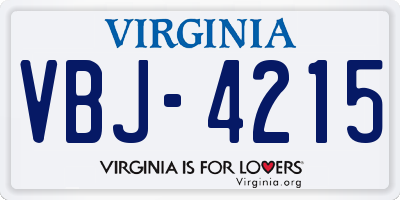 VA license plate VBJ4215