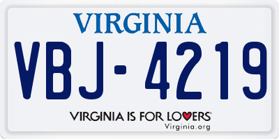 VA license plate VBJ4219