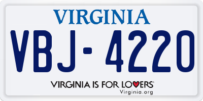 VA license plate VBJ4220