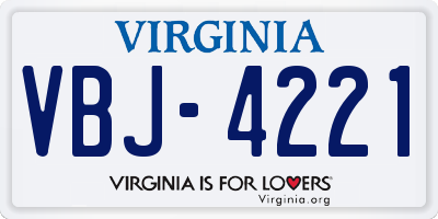 VA license plate VBJ4221