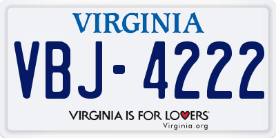 VA license plate VBJ4222