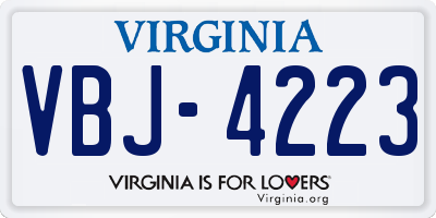 VA license plate VBJ4223