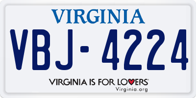 VA license plate VBJ4224