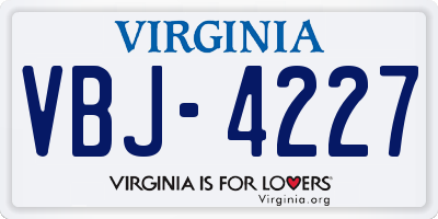 VA license plate VBJ4227