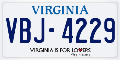 VA license plate VBJ4229