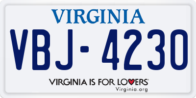 VA license plate VBJ4230