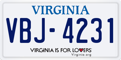 VA license plate VBJ4231