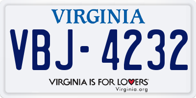 VA license plate VBJ4232