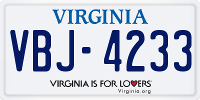 VA license plate VBJ4233