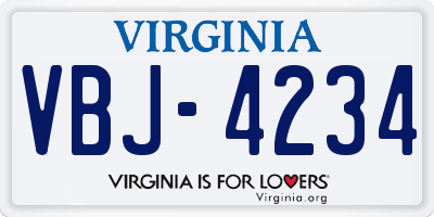 VA license plate VBJ4234