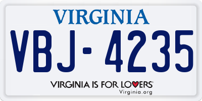 VA license plate VBJ4235