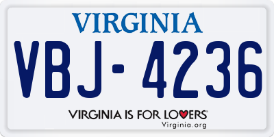 VA license plate VBJ4236