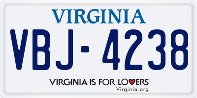 VA license plate VBJ4238