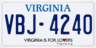 VA license plate VBJ4240