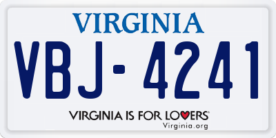 VA license plate VBJ4241
