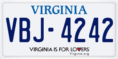 VA license plate VBJ4242