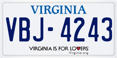 VA license plate VBJ4243