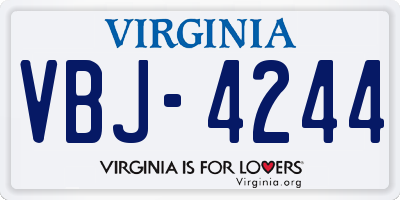 VA license plate VBJ4244