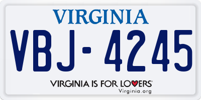 VA license plate VBJ4245