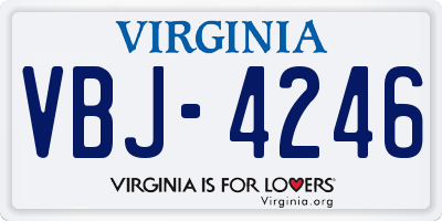VA license plate VBJ4246