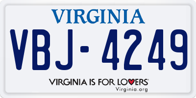 VA license plate VBJ4249