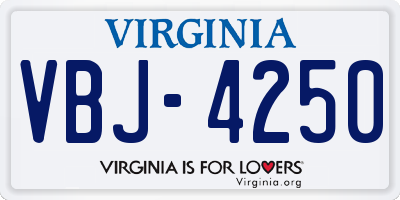 VA license plate VBJ4250