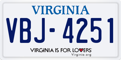 VA license plate VBJ4251