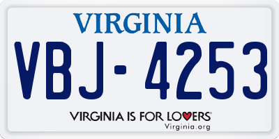 VA license plate VBJ4253